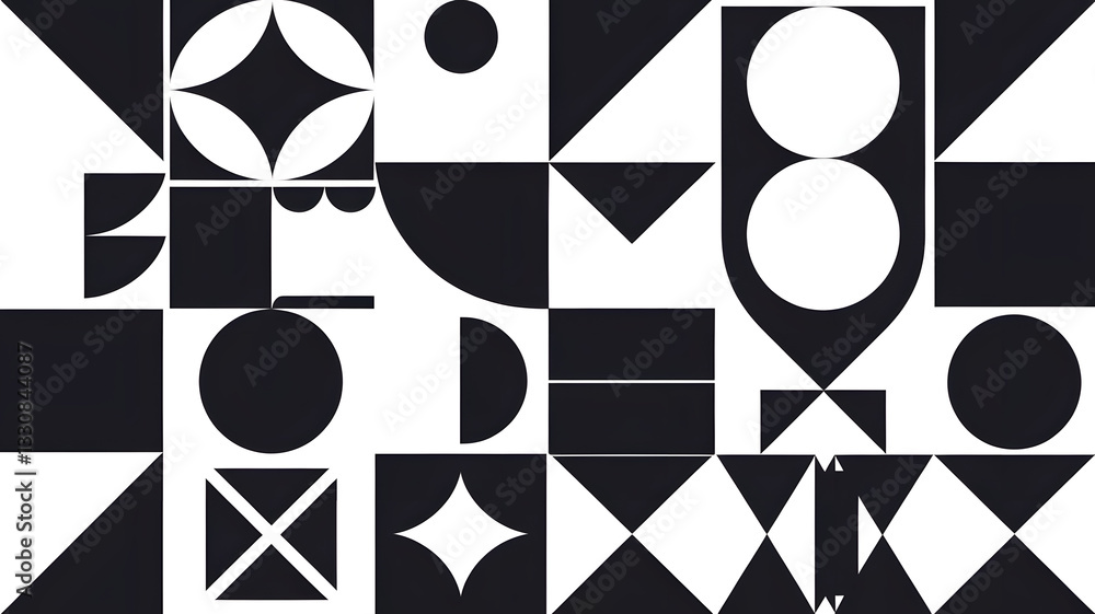 Fototapeta premium minimalist geometric shape composition pattern vector art in black and white design