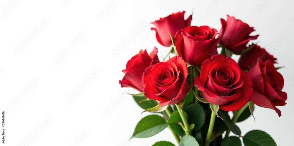 Vibrant red roses, lush bouquet, white background, roses, Valentine's Day Vibrant red roses, lush bouquet, white background, roses, Valentine's Day