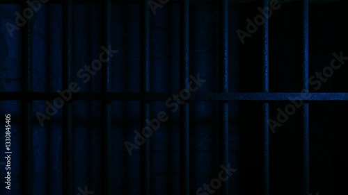 Wallpaper Mural Prison Cell Bars Casting Shadows: Symbolizing Confinement and Loss of Freedom. metal prison cell bars casting shadows on the floor, representing themes of incarceration, confinement
 Torontodigital.ca