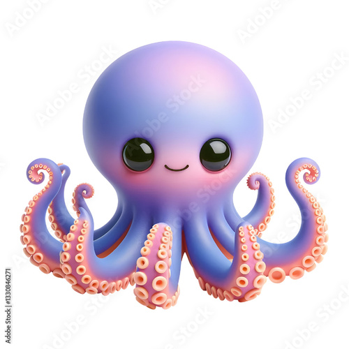 Cute 3d octopus isolated on white background