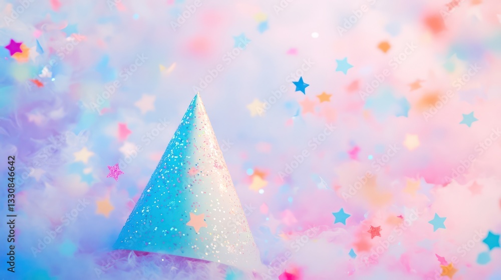 Pastel Party Hat in a Cloud of Confetti Pastel Party Hat in a Cloud of Confetti