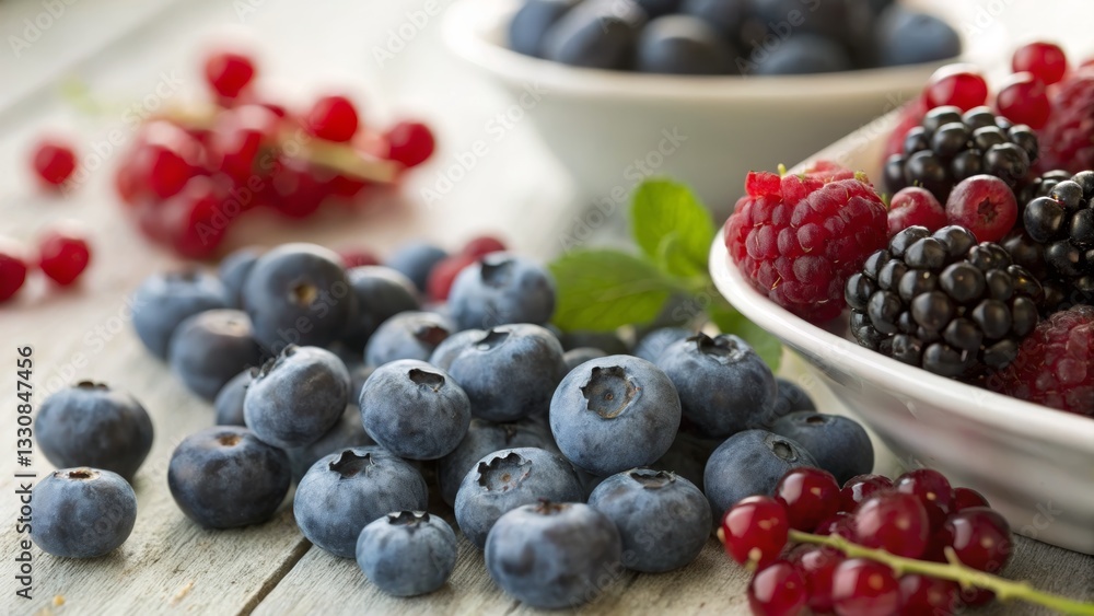 Assorted Fresh Berries on Rustic Wood