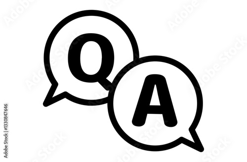 Q&Aのアイコンベクターイラスト モノクロ シンプル 白黒