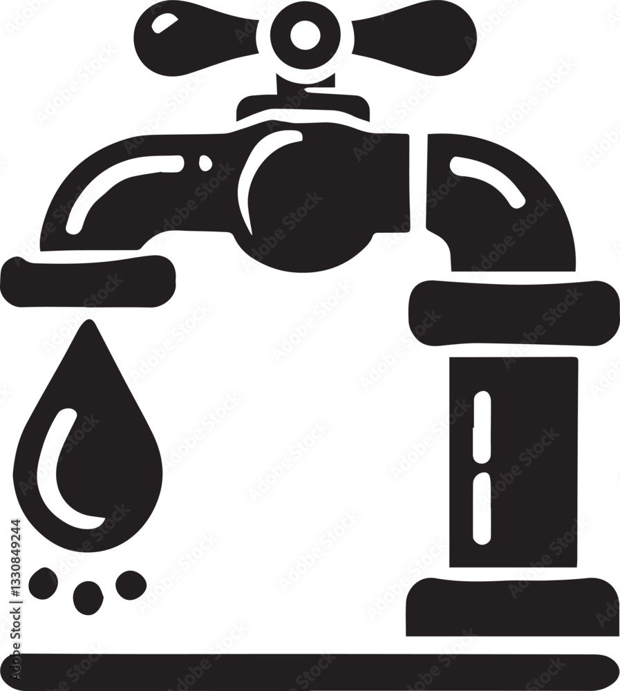 vector illustration of tap with water drop, tap with water drop icon, tap silhouette vector black and white vector illustration of tap with water drop, tap with water drop icon, tap silhouette vector black and white