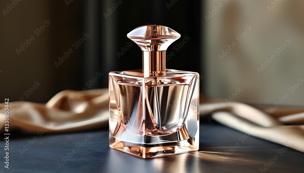 Luxurious perfume bottle made of transparent high quality glass. Luxurious perfume bottle made of transparent high quality glass.