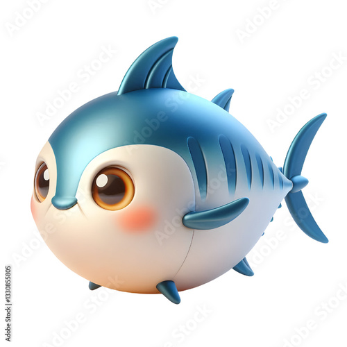 Cute 3d tuna fish isolated on white background