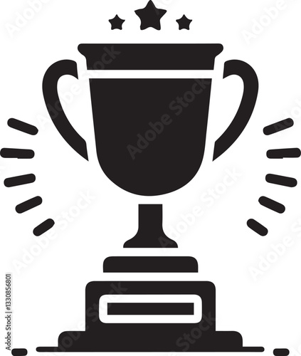 black trophy cup vector illustration, trophy cup icon, trophy cup silhouette vector black and white
