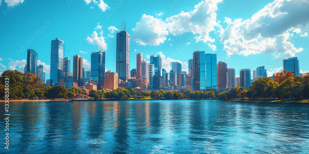 Fototapeta premium city skyline wallpaper,