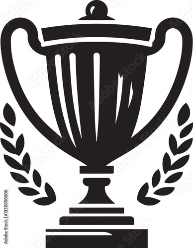 black vector illustration of a trophy cup, trophy cup logo design, trophy cup vector icon, trophy cup silhouette vector, trophy cup silhouette vector black and white