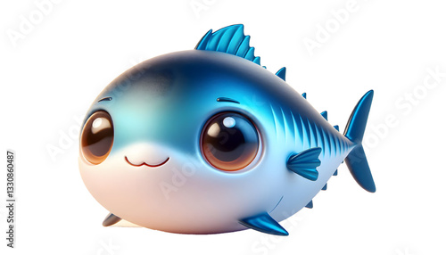 Cute 3d tuna fish isolated on white background