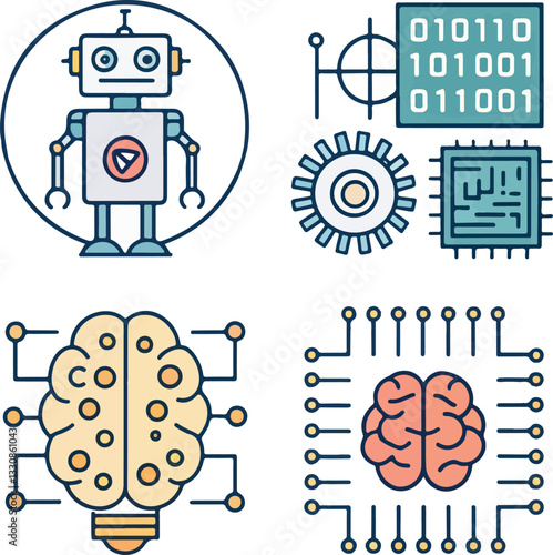  Artificial Intelligence Icons Set – Editable Stroke Vector Illustration