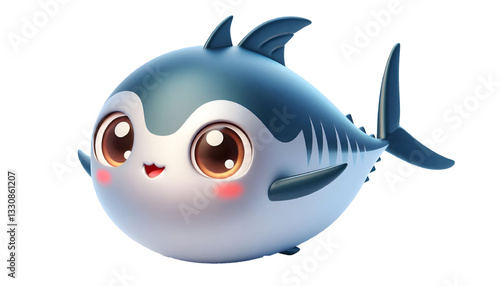 Cute 3d tuna fish isolated on white background