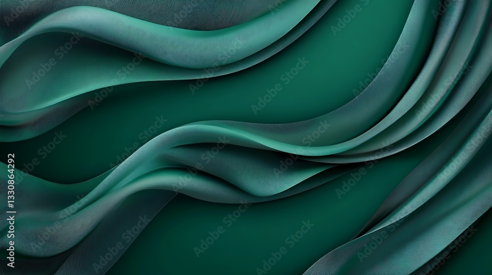 Obraz premium Emerald Green Fabric Draped in Soft Waves: A 3D Render AI Generated