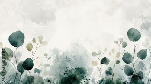 Watercolor Eucalyptus Border