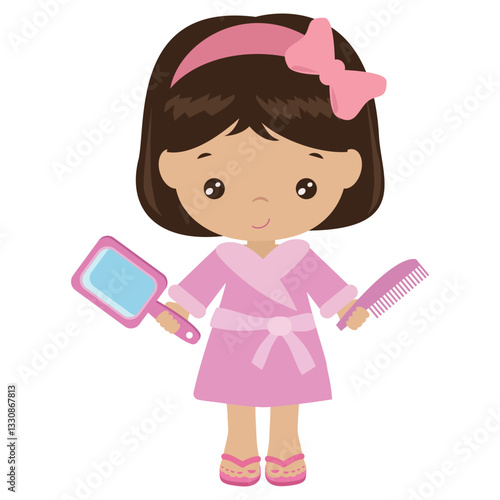 Cute little spa  girl  vector cartoon illustration