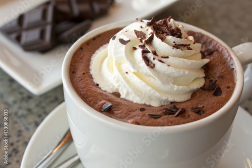 Hot Chocolate with Whipped Cream and Chocolate Shavings