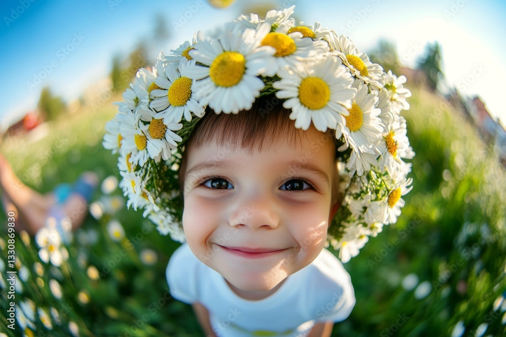 Morning rays. Happy caucasian infant boy with black hair wearing white flower crown on his head. Happy summertime holidays idea. Joyful boy’s holiday experience. Happy boy playing in the sun. Morning rays. Happy caucasian infant boy with black hair wearing white flower crown on his head. Happy summertime holidays idea. Joyful boy’s holiday experience. Happy boy playing in the sun.