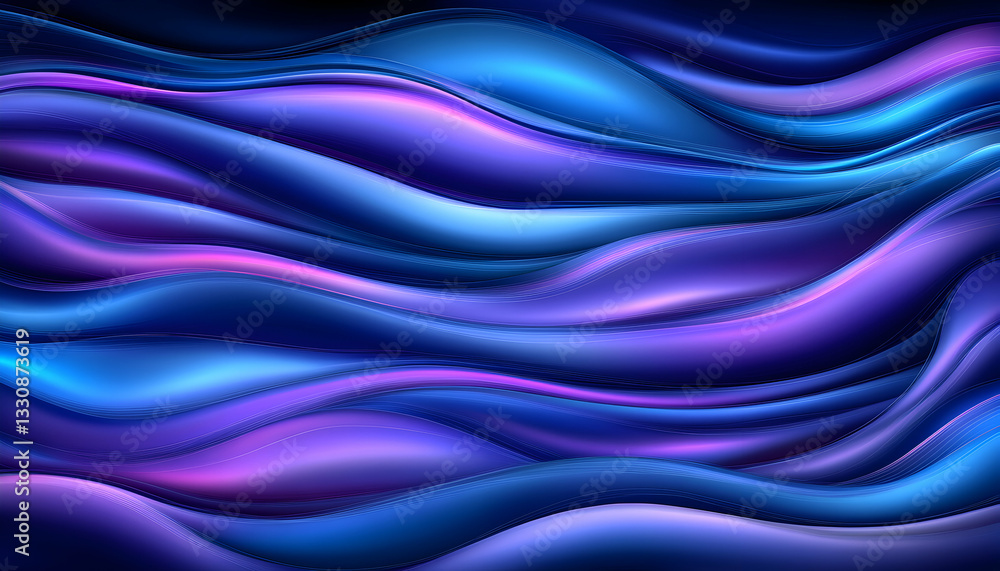 Obraz premium Abstract flowing waves of vibrant blue and purple hues, creating a dynamic and mesmerizing visual effect. Perfect for backgrounds or design elements.