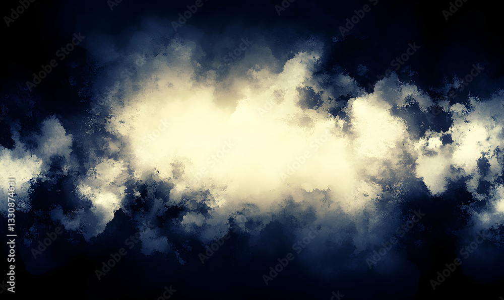 Obraz premium Dramatic abstract background with dark and light blue tones, featuring a bright central area. Ideal for design projects needing a moody, atmospheric feel.