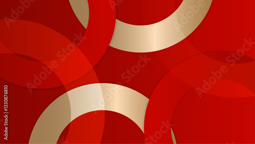 elegant red and gold circular shapes abstract geometric background vector illustration, perfect for digital banner, business presentation, and social media design