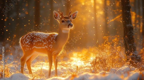 Winter Wonderland: Majestic Deer in Snowy Forest