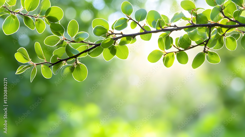 Vibrant green leaves bathed in sunlight, creating a refreshing springtime image perfect for nature-themed designs. Vibrant green leaves bathed in sunlight, creating a refreshing springtime image perfect for nature-themed designs.