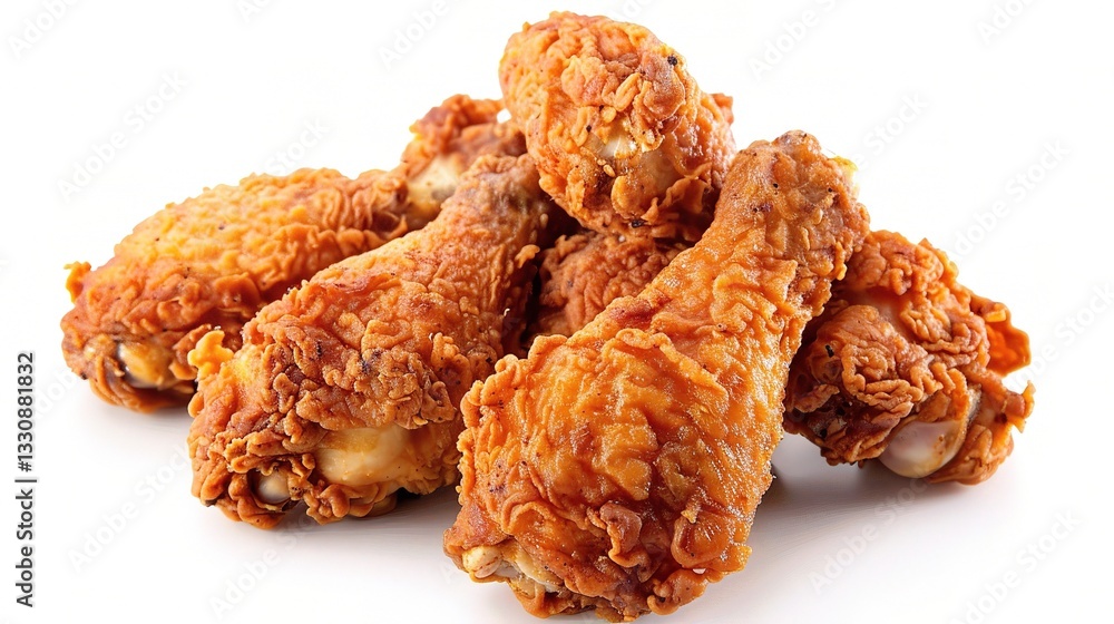 A mouth-watering plate of Korean fried chicken is displayed. The chicken pieces are generously coated with a crispy and golden-brown batter. Some are glazed with a sweet and spicy sauce, giving them a A mouth-watering plate of Korean fried chicken is displayed. The chicken pieces are generously coated with a crispy and golden-brown batter. Some are glazed with a sweet and spicy sauce, giving them a
