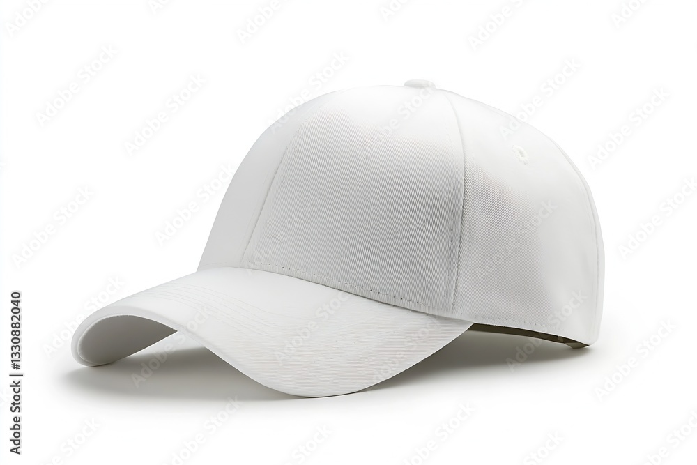 Single white baseball cap positioned elegantly on a white background representing modern sports fashion : Generative AI Single white baseball cap positioned elegantly on a white background representing modern sports fashion : Generative AI