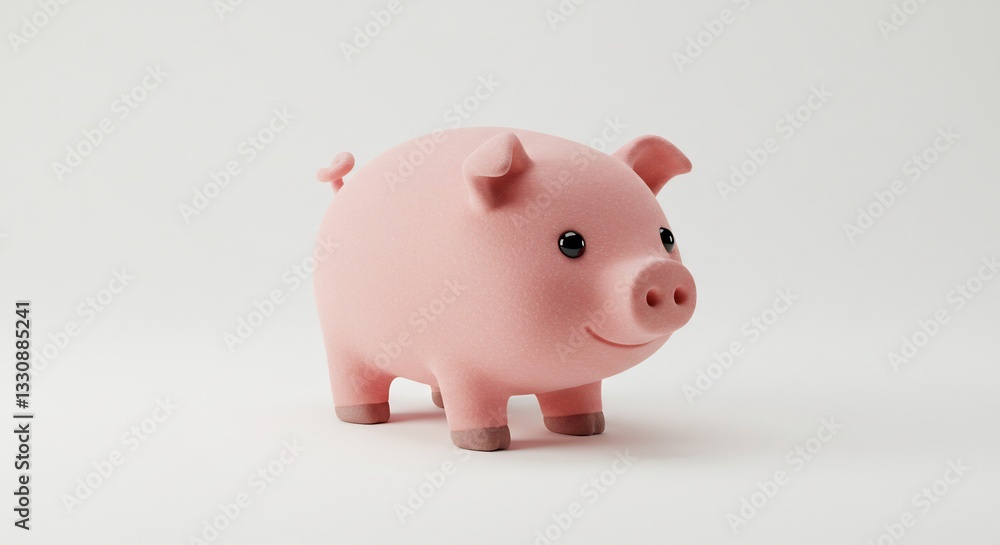 Smiling pink piglet playfully poses against soft white background brightly lit. AI Generated Smiling pink piglet playfully poses against soft white background brightly lit. AI Generated