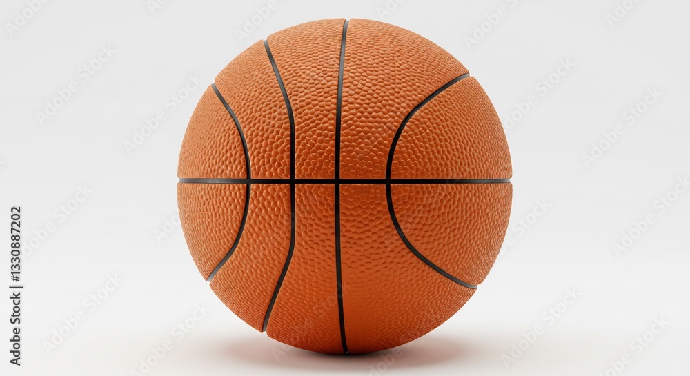 Fototapeta premium Studio shot shows perfectly round orange basketball under soft even light. AI Generated