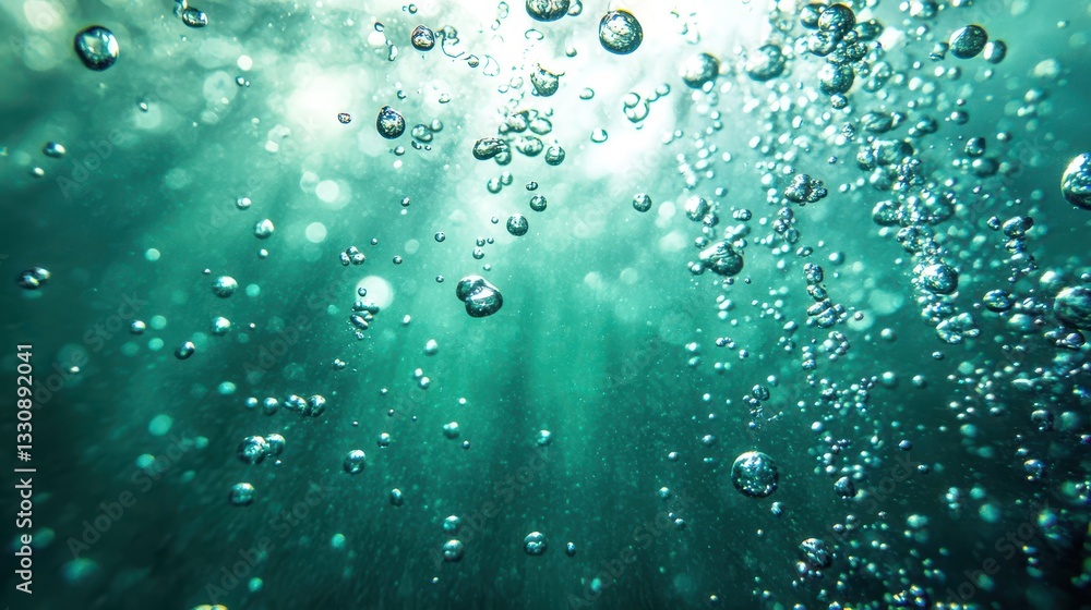 Bubbles Rising Through Sunlit Aquatic Environment with Light Rays Dancing Through Water Surface and Creating a Serene Underwater Atmosphere Bubbles Rising Through Sunlit Aquatic Environment with Light Rays Dancing Through Water Surface and Creating a Serene Underwater Atmosphere