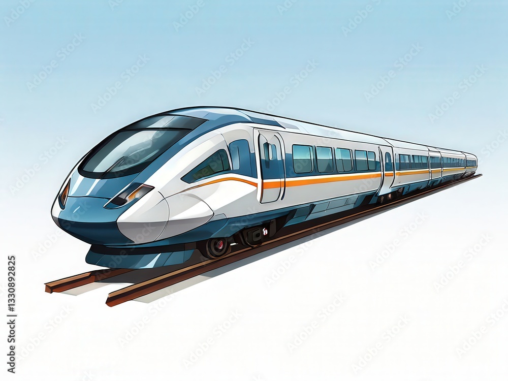 Naklejka premium an AI Image Generator, Modern High-Speed Train on Railway Tracks w