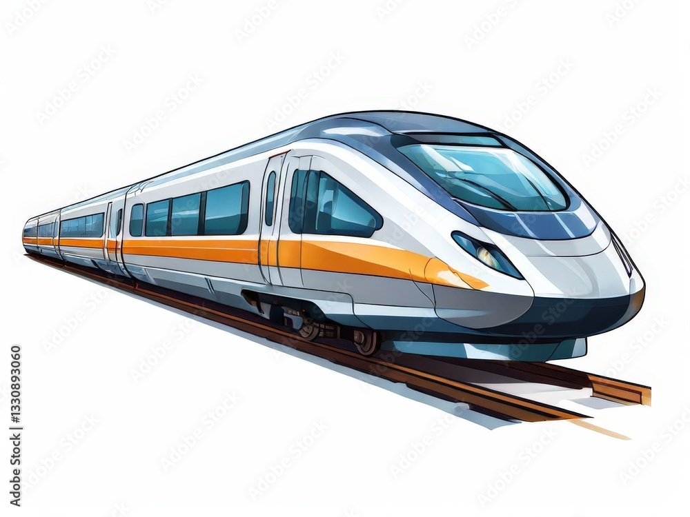 Fototapeta premium an AI Image Generator, Modern High-Speed Train on Railway Tracks w