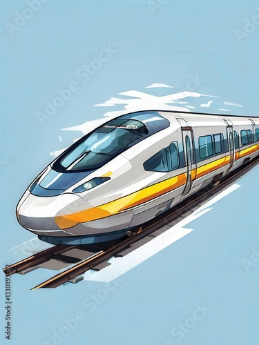 Wallpaper Mural an AI Image Generator, Modern High-Speed Train on Railway Tracks w Torontodigital.ca