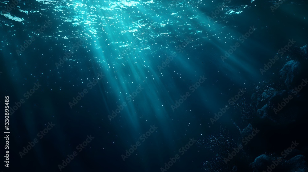 Fototapeta premium 54. A cinematic deep ocean aesthetic with soft blue lighting