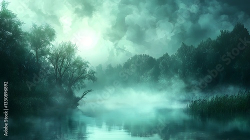 36. A mysterious underwater fog background with an enigmatic glow