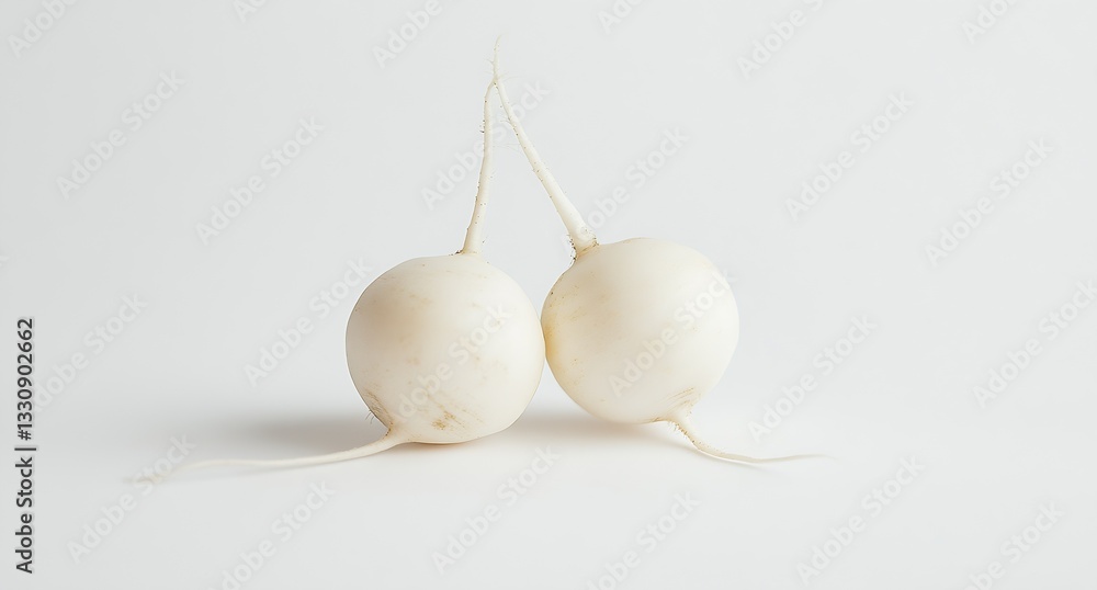 Fresh white radishes with green tops showcasing organic farming and healthy eating principles : Generative AI Fresh white radishes with green tops showcasing organic farming and healthy eating principles : Generative AI