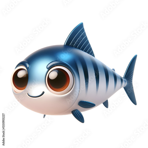 Cute 3d Sardines fish isolated on white background