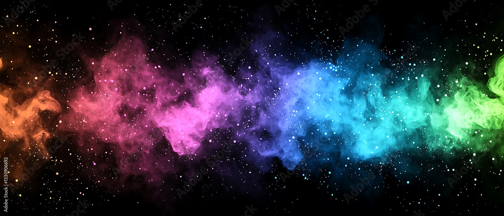 Fototapeta premium Cosmic nebula formation outer space digital artwork colorful environment wide view galactic concept