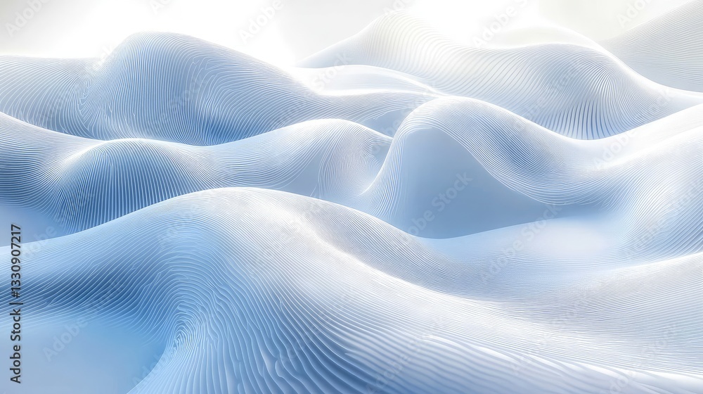 Obraz premium Abstract glowing white and blue waves forming a futuristic, modern, and minimalist digital background.