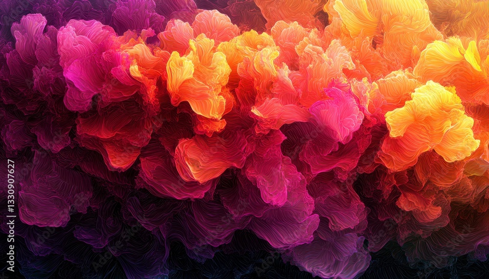 Obraz premium An AI generated image showcases vibrant hues blended seamlessly into a mesmerizing visual tapestry, its creation entirely reliant on deep learning algorithms The image represents a symphony of