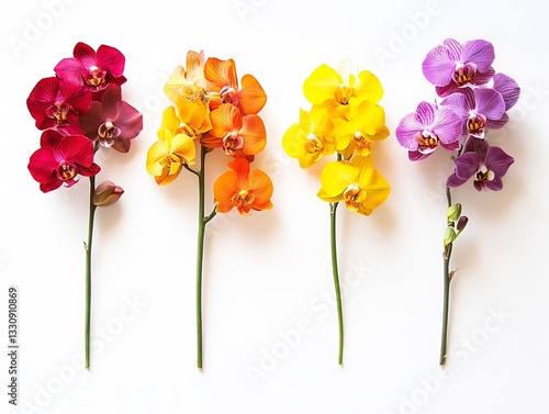 Fresh and bright blooms of orchids arranged elegantly showcasing a variety of colors and textures : Generative AI