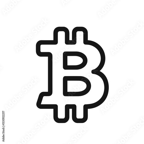 Bitcoin symbol in black and white minimal design. Vector Bitcoin logo for fintech applications