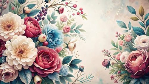 A Lavish Arrangement of Exquisite Blooms, Delicate Petals, and Lush Greenery, Displaying a Vibrant Palette of Soft Hues and Rich Textures