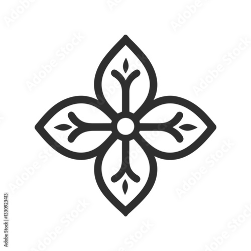 Black and White Decorative Floral Cross Symbol