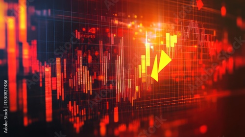 Wallpaper Mural Abstract Stock Market Data Visualization: Dynamic Red and Orange Graph Torontodigital.ca