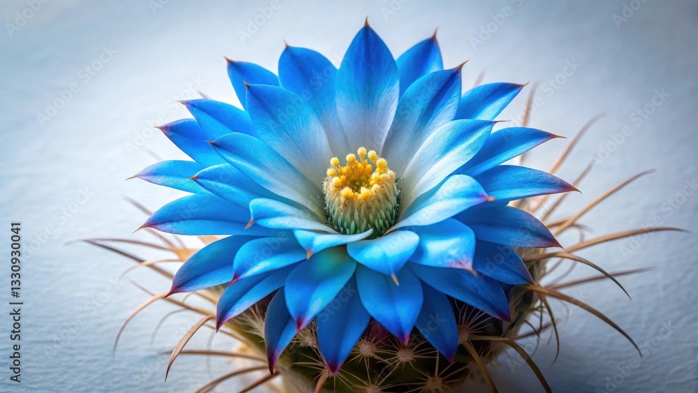 Obraz premium Stunning Azure Bloom of a Desert Cactus Plant, a Vibrant and Captivating Close-Up