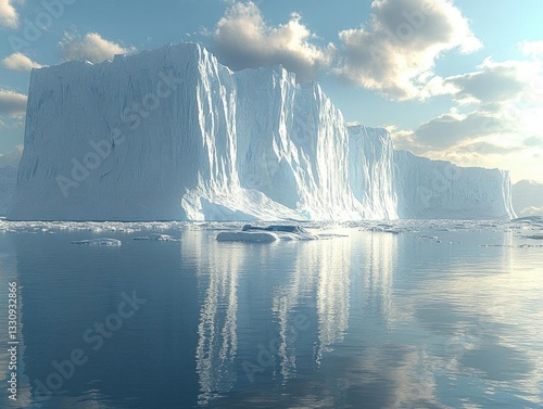 Wallpaper Mural Majestic Icebergs Reflect in Calm Waters Under a Cloudy Sky Torontodigital.ca