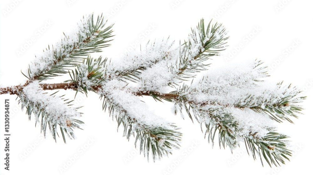 Fototapeta premium Snow-Covered Pine Branch in Winter Wonderland
