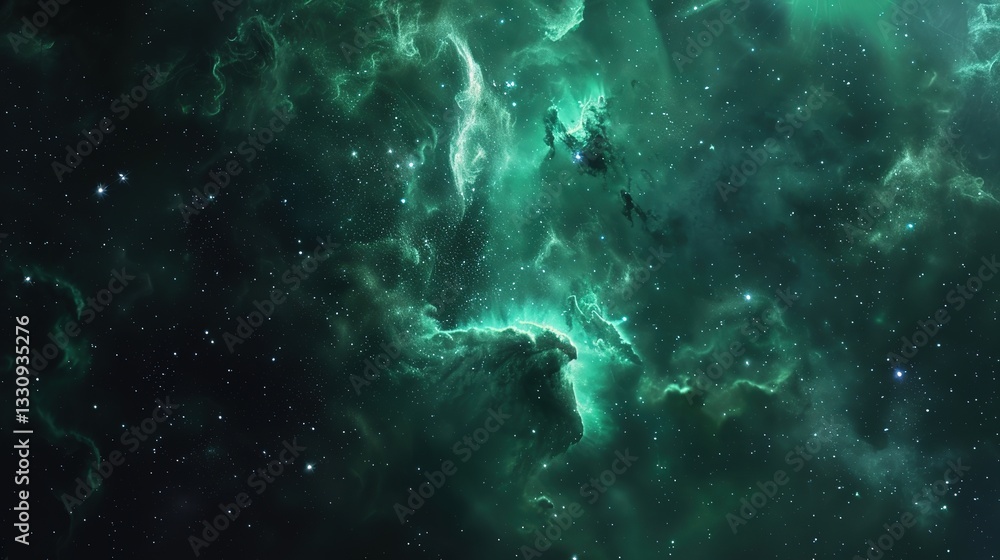 Obraz premium Green_nebula_green_galactic_background
